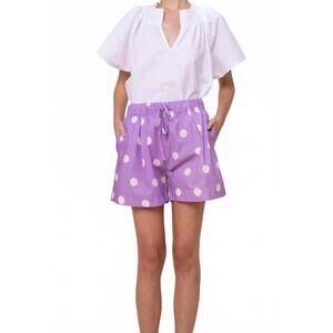 NEW SOFIA reese drawstring cotton shorts in freesia dots